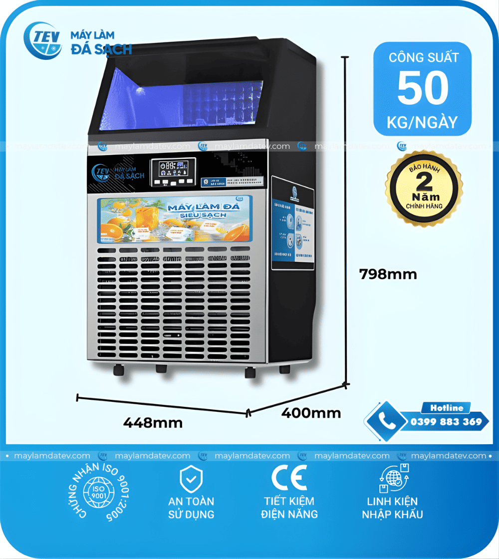 Máy Làm Đá Viên TEV có công suất 50 kg trên ngày