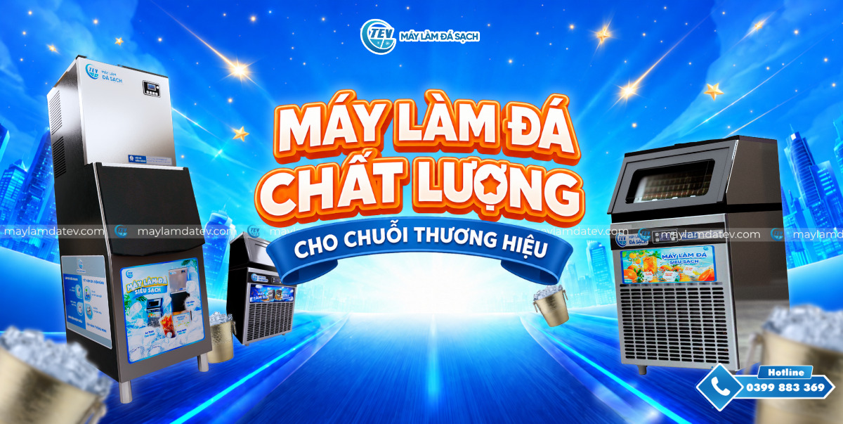 Banner Máy làm đá cho chuỗi cà phê - Ổn định chất lượng đồ uống kinh doanh chuỗi cà phê