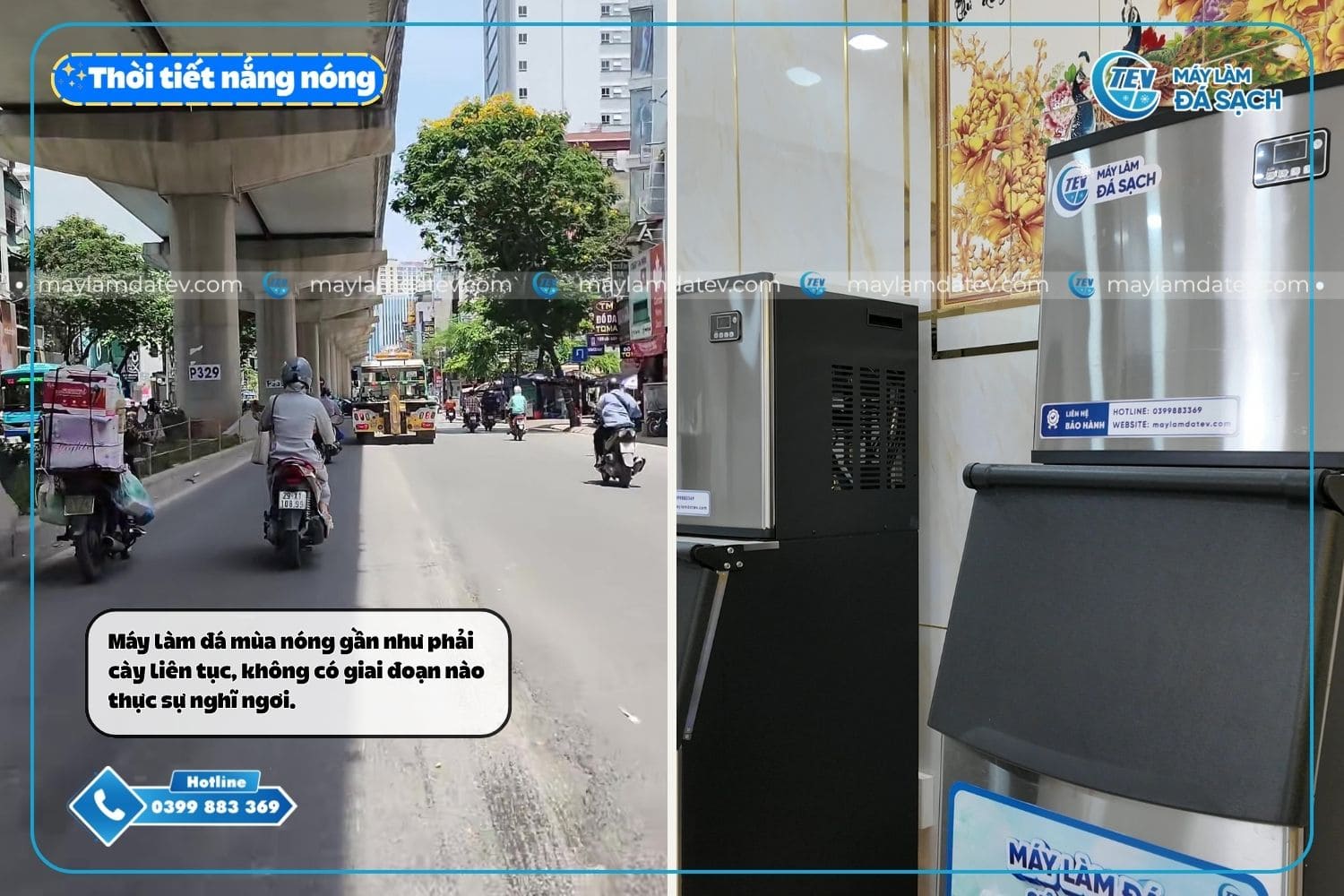 Thời tiết nắng nóng khiến máy làm đá cho ra sản phẩm lâu hơn